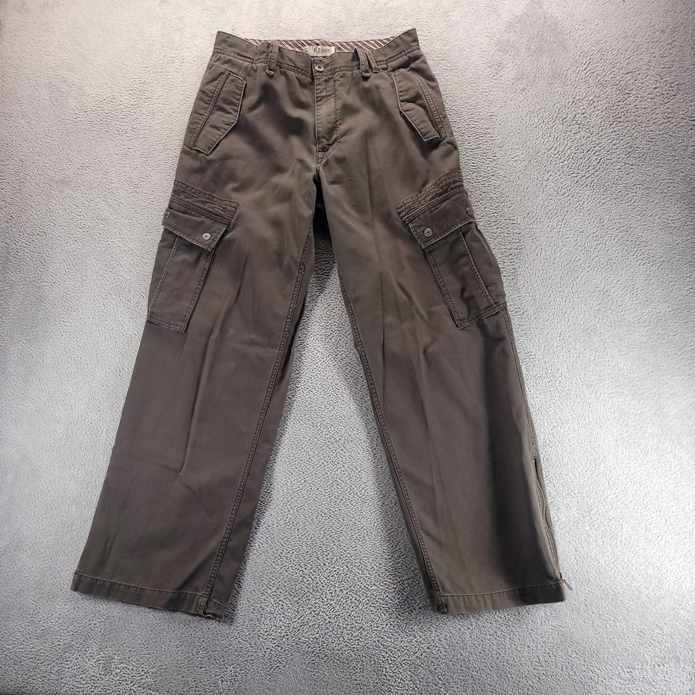 VTG Old Navy Pants Mens 32x32 Brown Cargo Relaxed Canvas Ankle Zip Utility Y2K